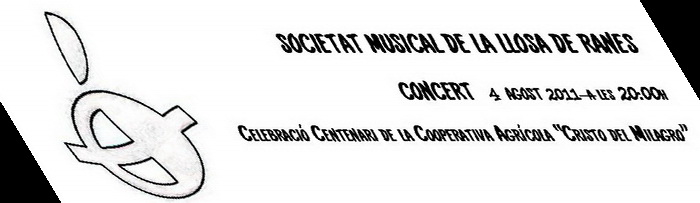 Programa del concert Celebració del Centenari de la Cooperativa&nbsp;Agrícola