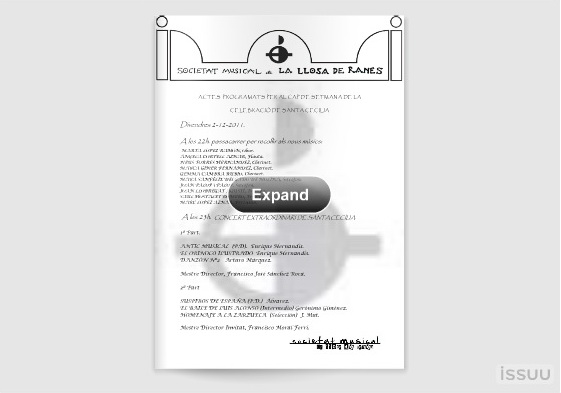 Actes programats per a la celebració de Santa&nbsp;Cecilia