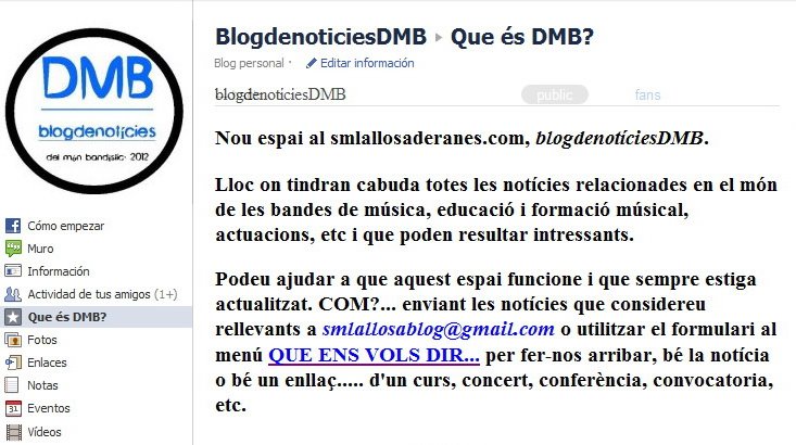 SECCIÓ DEL BLOG smlallosaderanes.com-pàgina facebook&nbsp;DMB