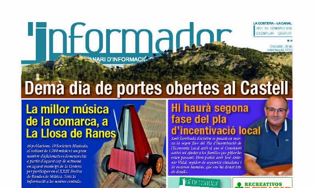 Entrevista concedida pel nostre president J. Javier Carreres al setmanari d’informació comarcal L’Informador