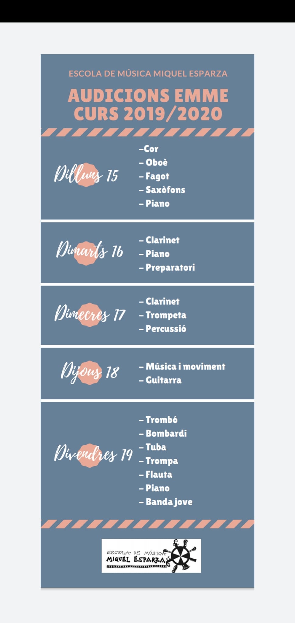 🎼 Audicions Fi de Curs&nbsp;2019/2020